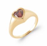 Gold Heart Signet Ring with Crystal – Image 3