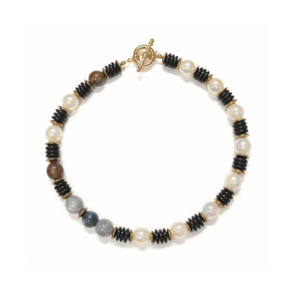 Black Onyx & Pearl Beaded Necklace