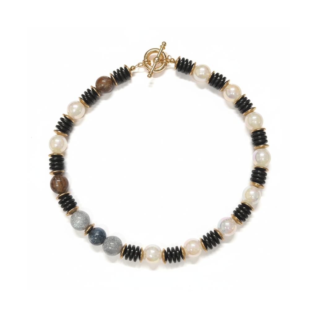 black-onyx-pearl-beaded-necklace Black Onyx & Pearl Beaded Necklace