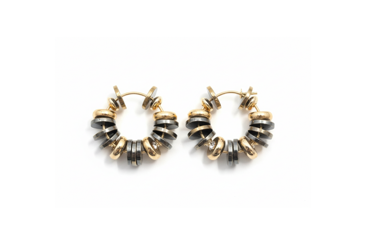 Chain Link Hoop Earrings - Professional White Background