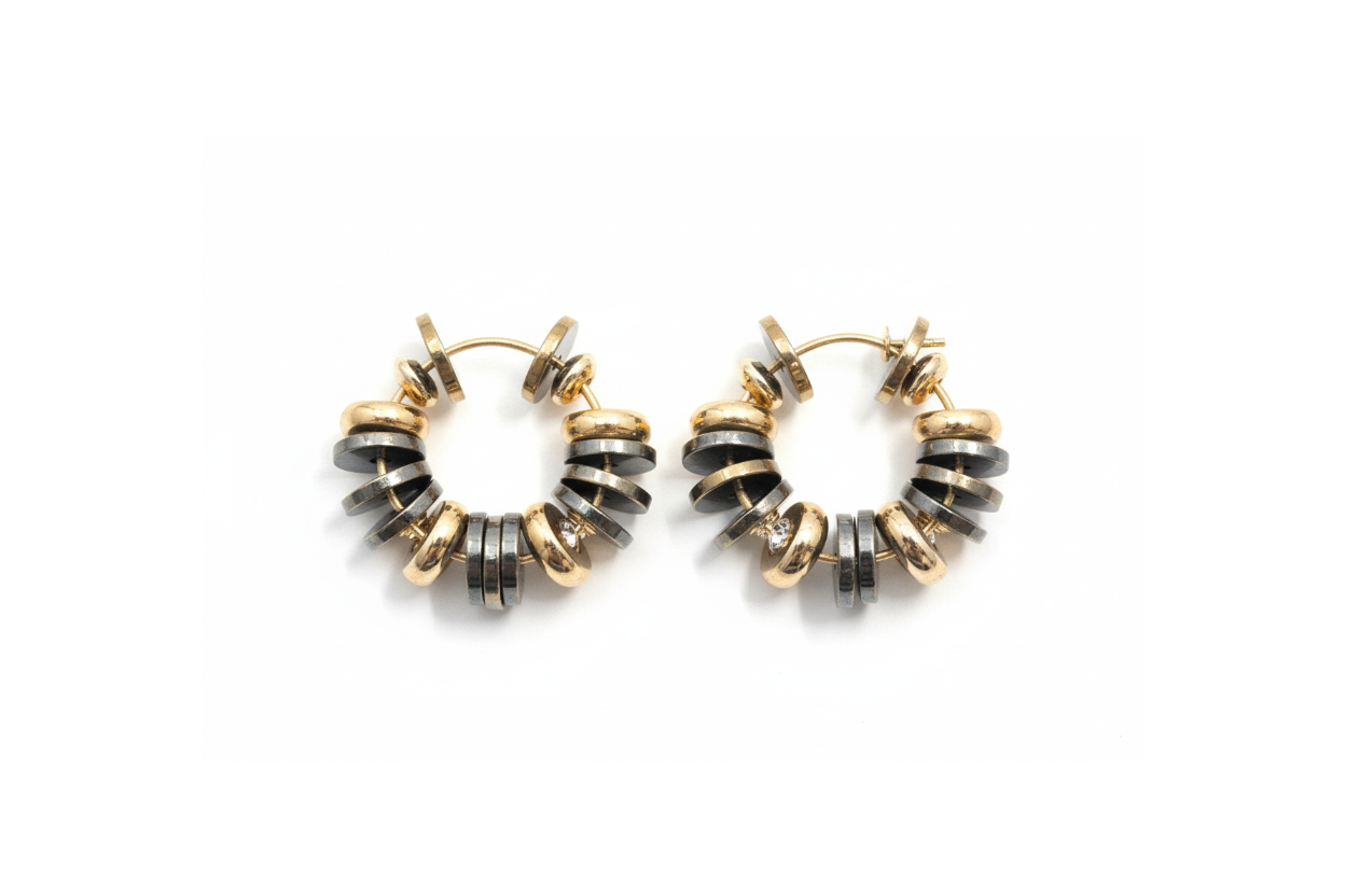 chain-link-hoop-earrings-professional-white-background Chain Link Hoop Earrings - Professional White Background