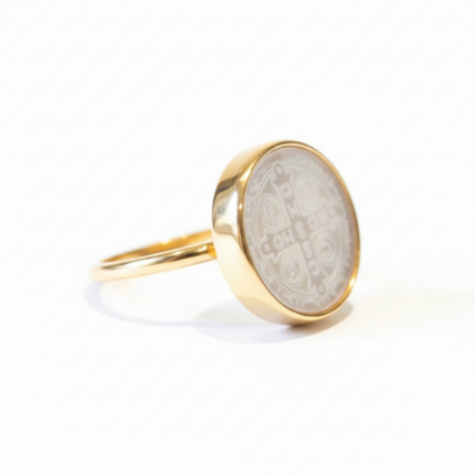 Gold Ancient Coin Medallion Ring - Ultra White Background