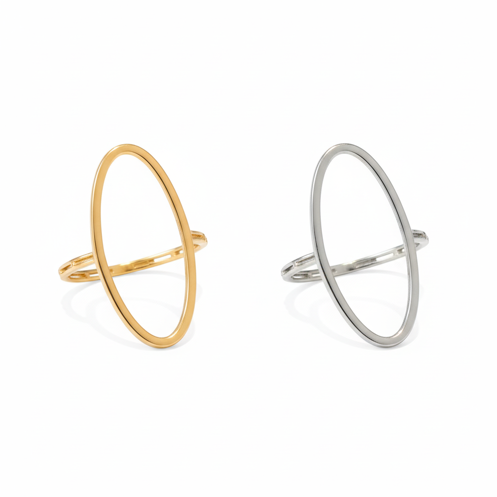 gold-and-silver-oval-statement-rings Minimalist Oval Statement Ring - Gold & Silver – Image 1