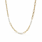 Pearl & Gold Chain Link Necklace – Image 2