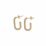 Gold crystal-pavé hoop earrings