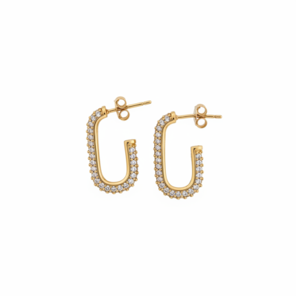 Gold crystal-pavé hoop earrings