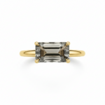 Gold Emerald-Cut Stone Ring - Front View