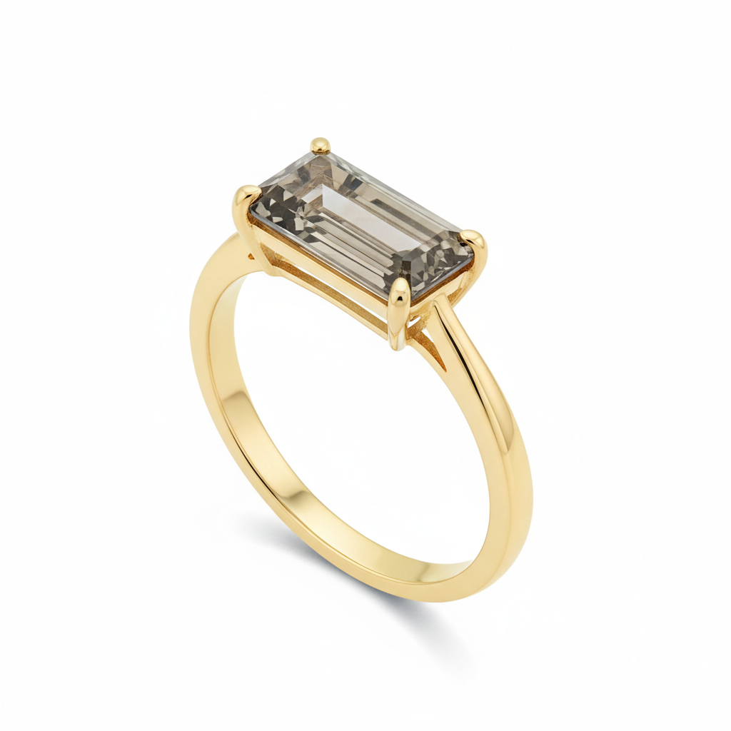gold-emerald-cut-stone-ring-side-angle_bde1297d-7686-48eb-a5cb-5ee9d27783dc Gold Emerald-Cut Stone Ring – Image 1