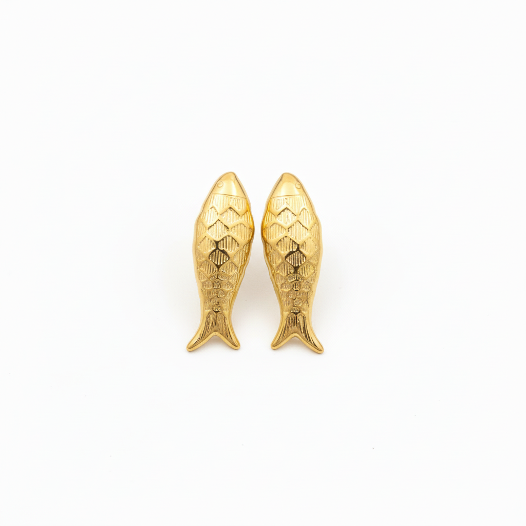 gold-fish-shaped-earrings Gold Fish Stud Earrings – Image 1