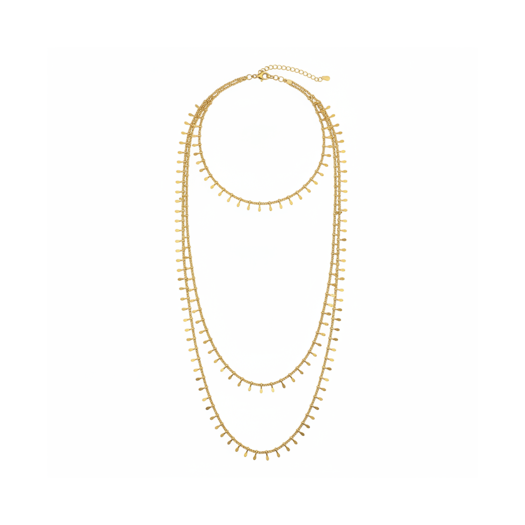 gold-fringe-necklaces Layered Gold Fringe Necklace Set – Image 1