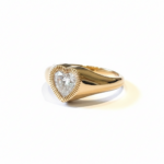 Gold heart ring - angled view