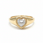 Gold heart ring with crystal