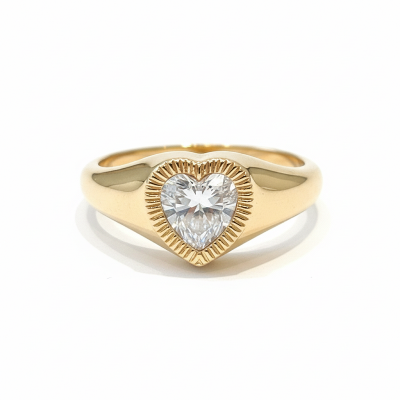 Gold heart ring with crystal