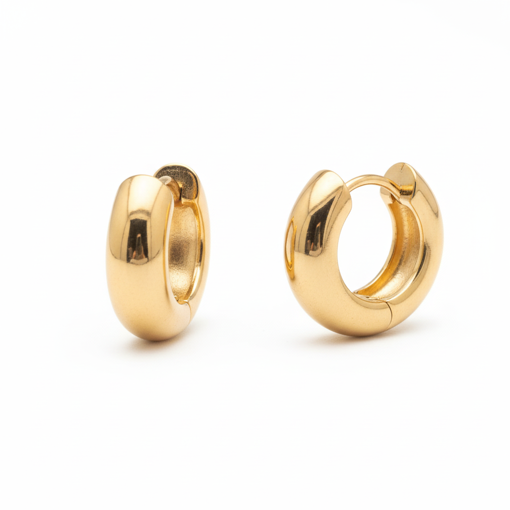 gold-hoop-earrings-positioned-parallel-together Essential Mini Gold Hoops – Image 1