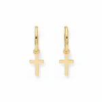 Gold Hoops with Cross Charms – Image 2