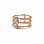 Gold Multi-Chain Layered Ring with Crystals – Image 2