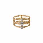 Gold Multi-Chain Layered Ring with Crystals