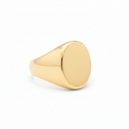 Gold Oval Signet Ring - Side Angle
