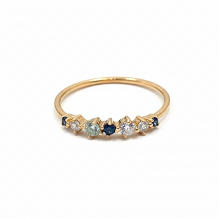 Gold Ring with Mixed Crystals - Angle View