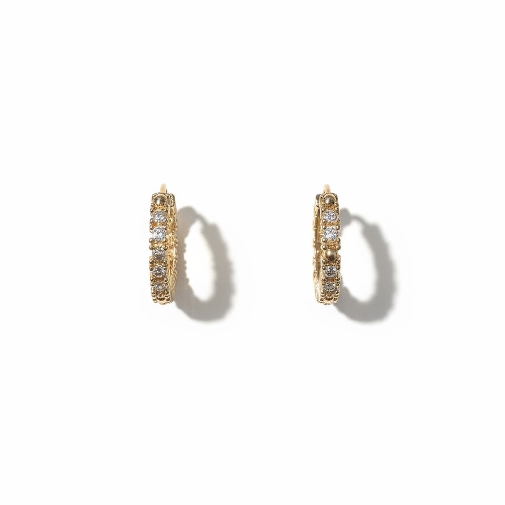 gold-textured-hoop-earrings-top-view Textured Way – Image 1