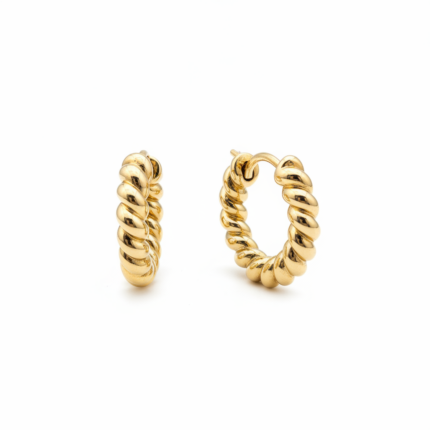 Gold twisted rope hoop earrings