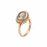 Gold Vintage Cameo Ring - Coral & Blue – Image 3