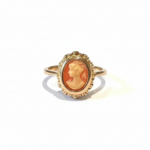 Gold Vintage Cameo Ring - Coral & Blue – Image 2