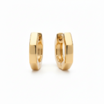Side view of Geometric Octagon Hoop Earrings showing dimensional design