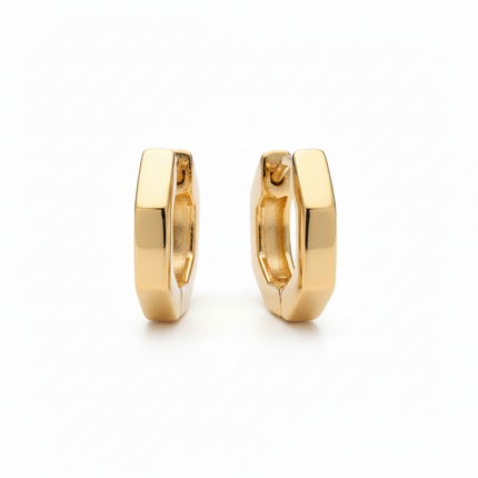 Side view of Geometric Octagon Hoop Earrings showing dimensional design