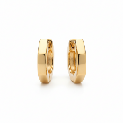 Geometric Octagon Hoop Earrings in gold tone on white background