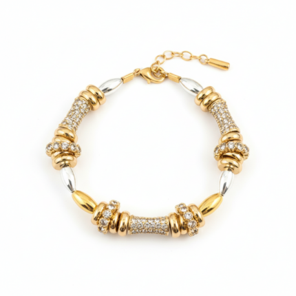 Two-Tone Pavé Charm Bracelet on white background