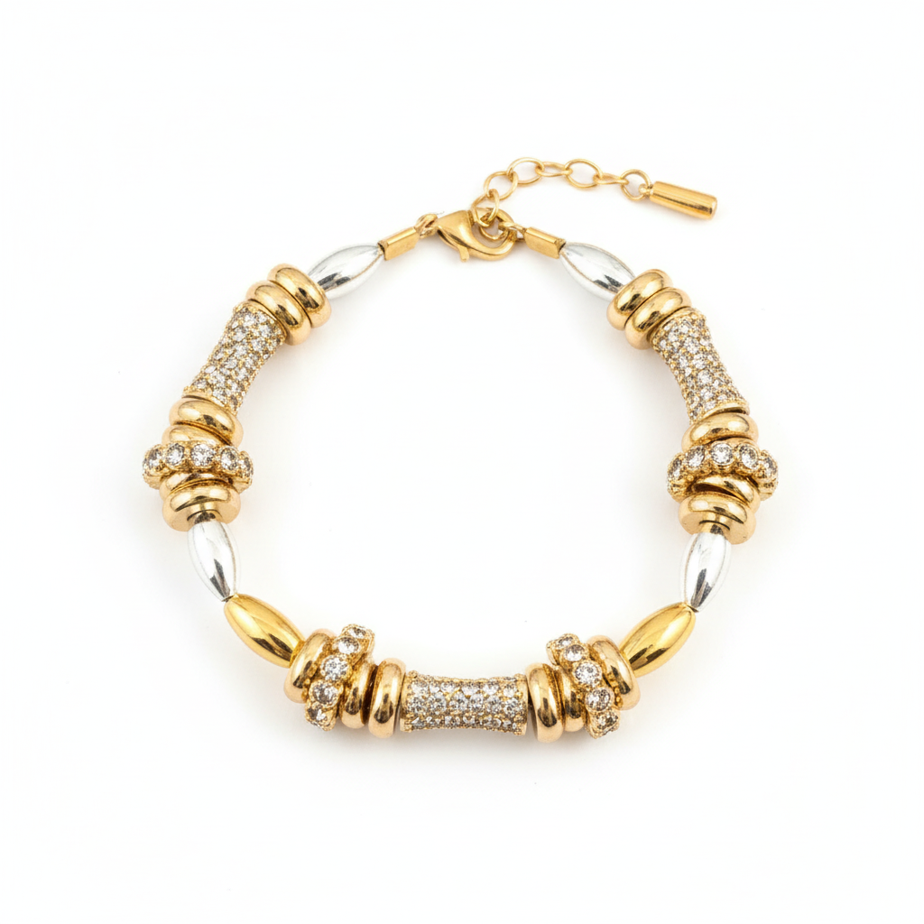 image_4cec5123-fe0f-4153-ac40-43339a051c01 Two-Tone Pavé Charm Bracelet on white background