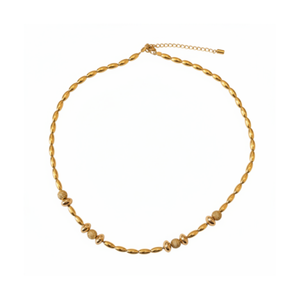 Gold Stardust Beaded Necklace on white background