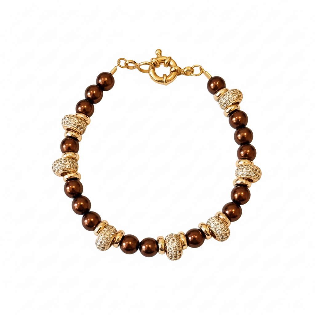 image_684d7e88-4868-4f2f-a879-6444c3a9882b Brown Pearl & Pavé Crystal Bracelet on white background