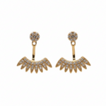 Crystal Pavé Fan Earrings in gold tone on white background