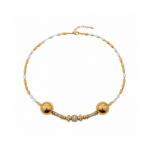 Gold Duo Ball Necklace on white background