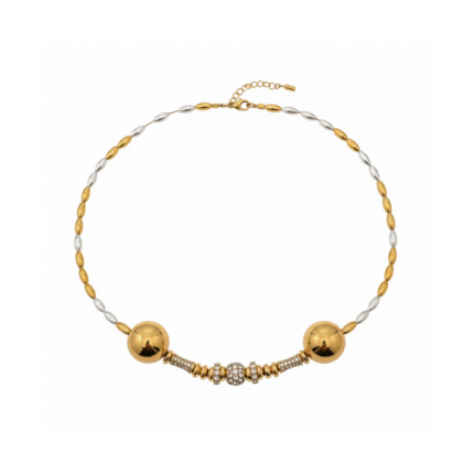 Gold Duo Ball Necklace on white background