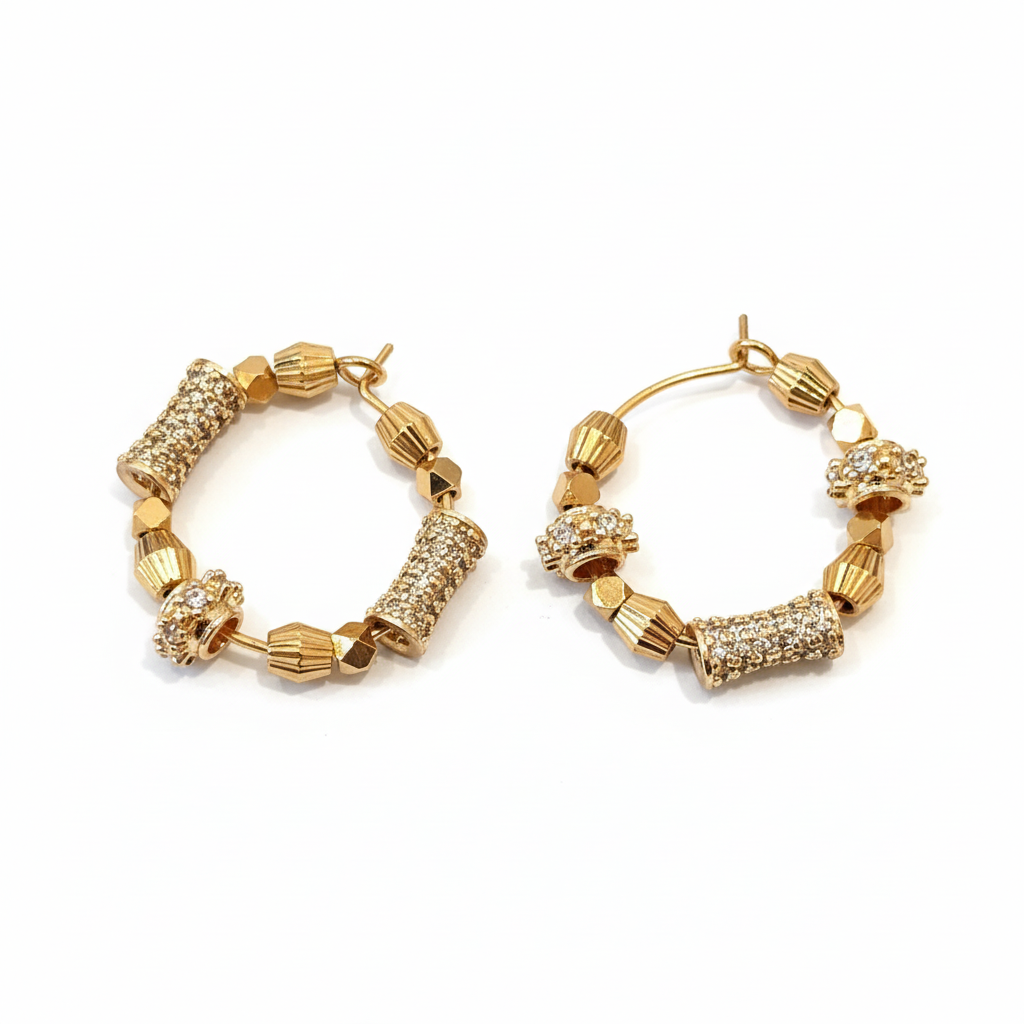 image_8791c508-9242-47ed-96c7-4226d54f437d Gold Pavé & Crown Charm Hoop Earrings on white background