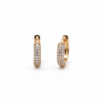 Gold hoop earrings with crystal pavé - side view