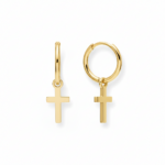 Gold hoop earrings with cross charms