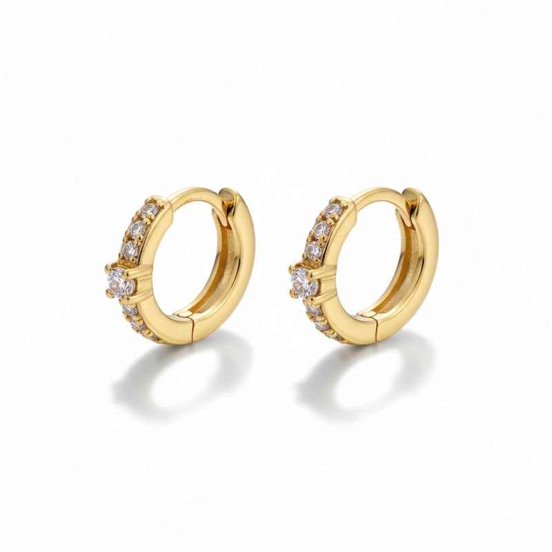 Gold hoop earrings different angle