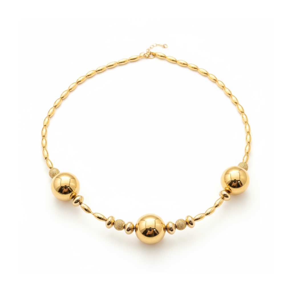 image_da40bdca-117c-417f-8da6-04d9aecf219f Gold Ball Statement Necklace on white background