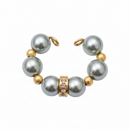 Grey Pearl & Gold Stardust Ear Cuff on white background