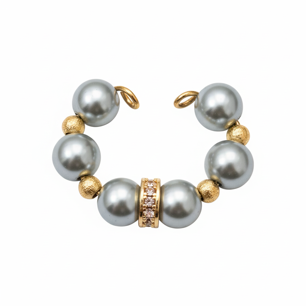 image_e4599248-95a4-4e3c-aaf8-d63ccdaab17e Grey Pearl & Gold Stardust Ear Cuff on white background