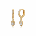 Side view of Crystal Charm Hoop Earrings showing charm detail