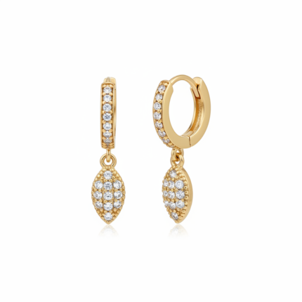 Side view of Crystal Charm Hoop Earrings showing charm detail
