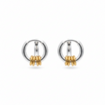 Silver & Gold Coil Knot Huggie Hoop Earrings on white background