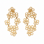 Cascading Floral Drop Earrings in gold tone on white background