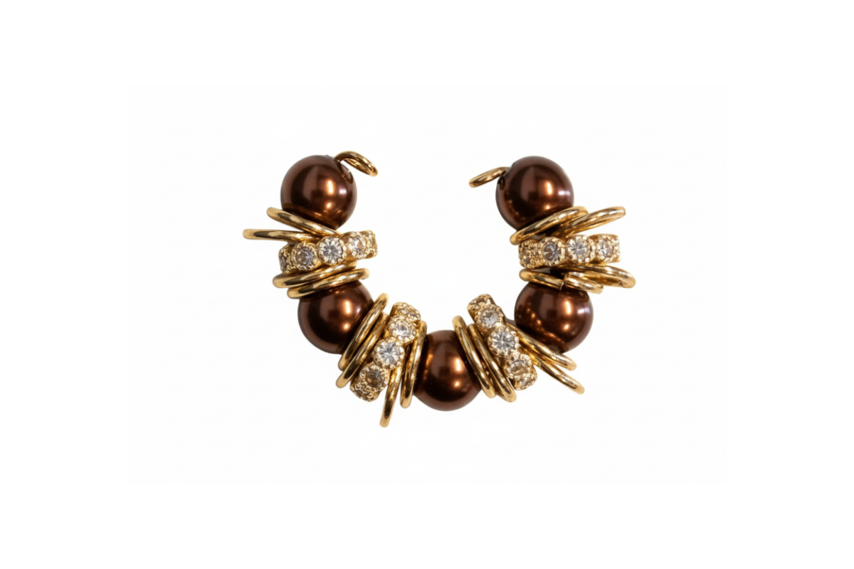 Pearl and Crystal Ear Cuff - Professional White Background