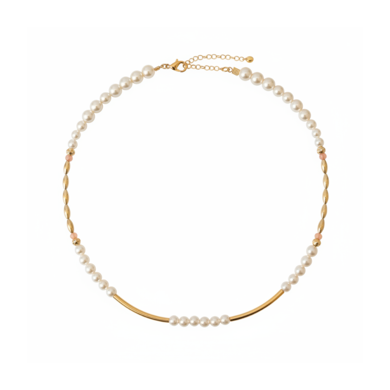 Pearl & Gold Bar Necklace
